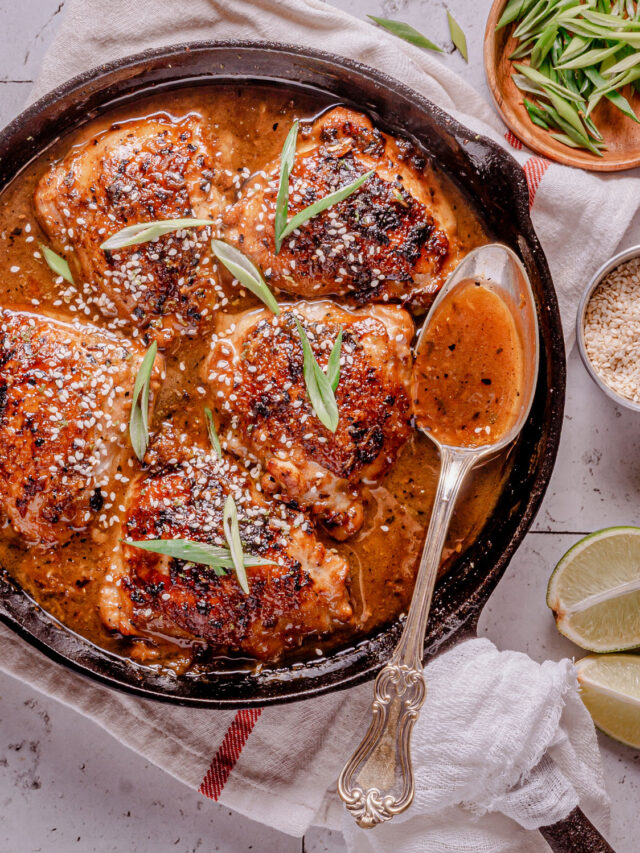 Crispy honey chicken thighs chili & tonic