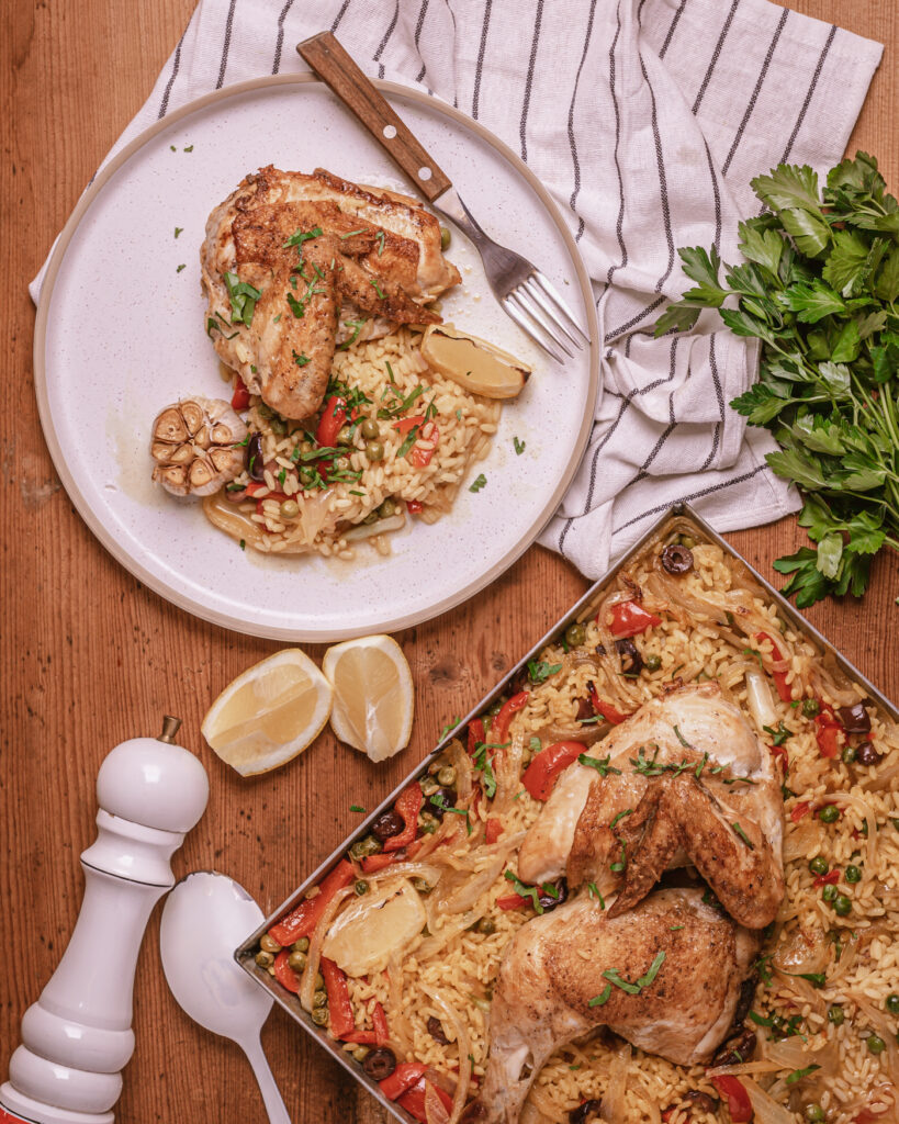 Easy sheet pan Spanish chicken and rice - chili & tonic